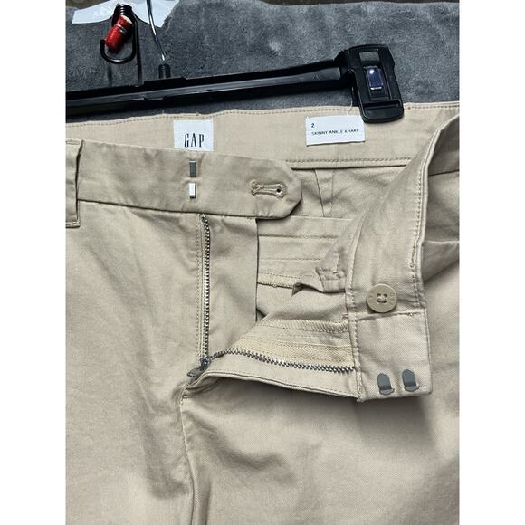 Gap Pants Woman’s Sz 2 Tan Skinny Ankle Khaki Nomad Stretch Flat Front - Picture 5 of 12